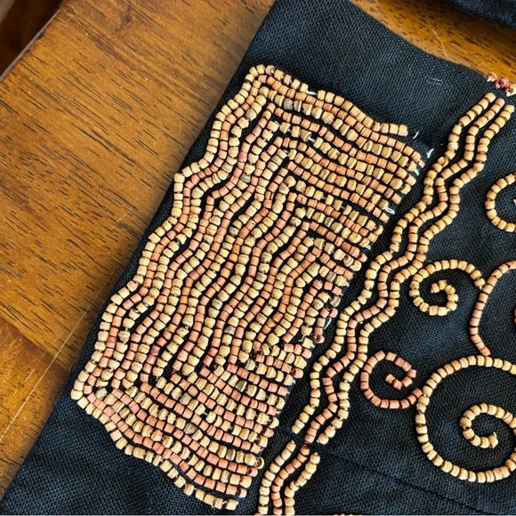 Todd Oldham vintage Black Jacket with brown Beaded Swirls medium collectable - Picture 11 of 16